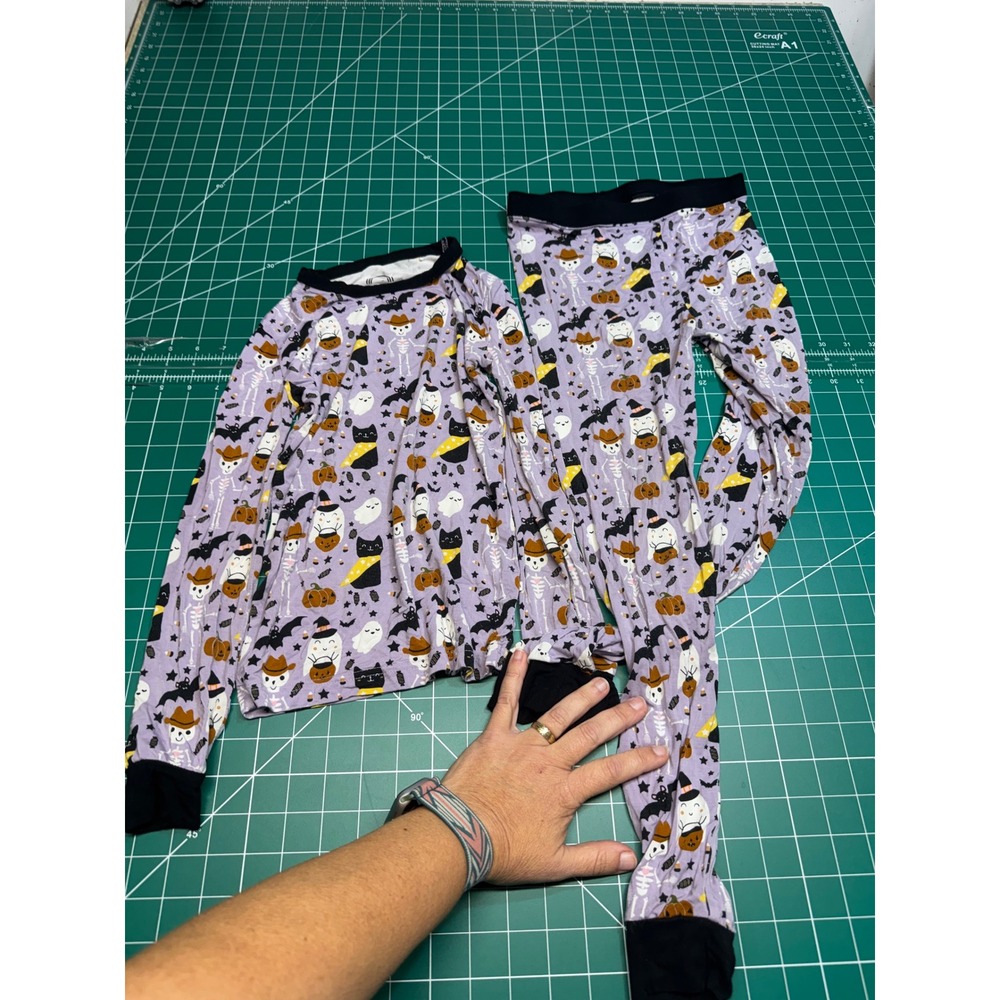 Emerson and Friends Halloween Bamboo Pajama Set Purple Skeleton Ghost Kids 8/9K